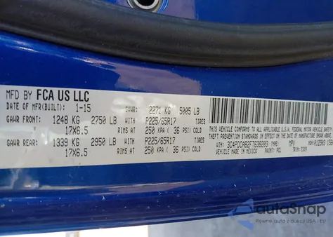 2015 Dodge Journey American Value Pkg из США, поврежденный, VIN 3C4PDCAB2FT638203